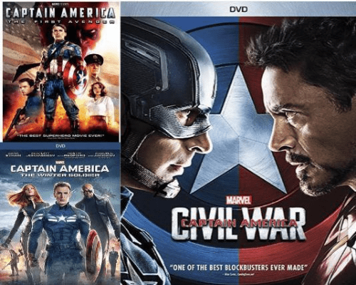 Captain America DVD Trilogy 1-3 Movie Collection Marvel Comics DVDs & Blu-ray Discs > DVDs