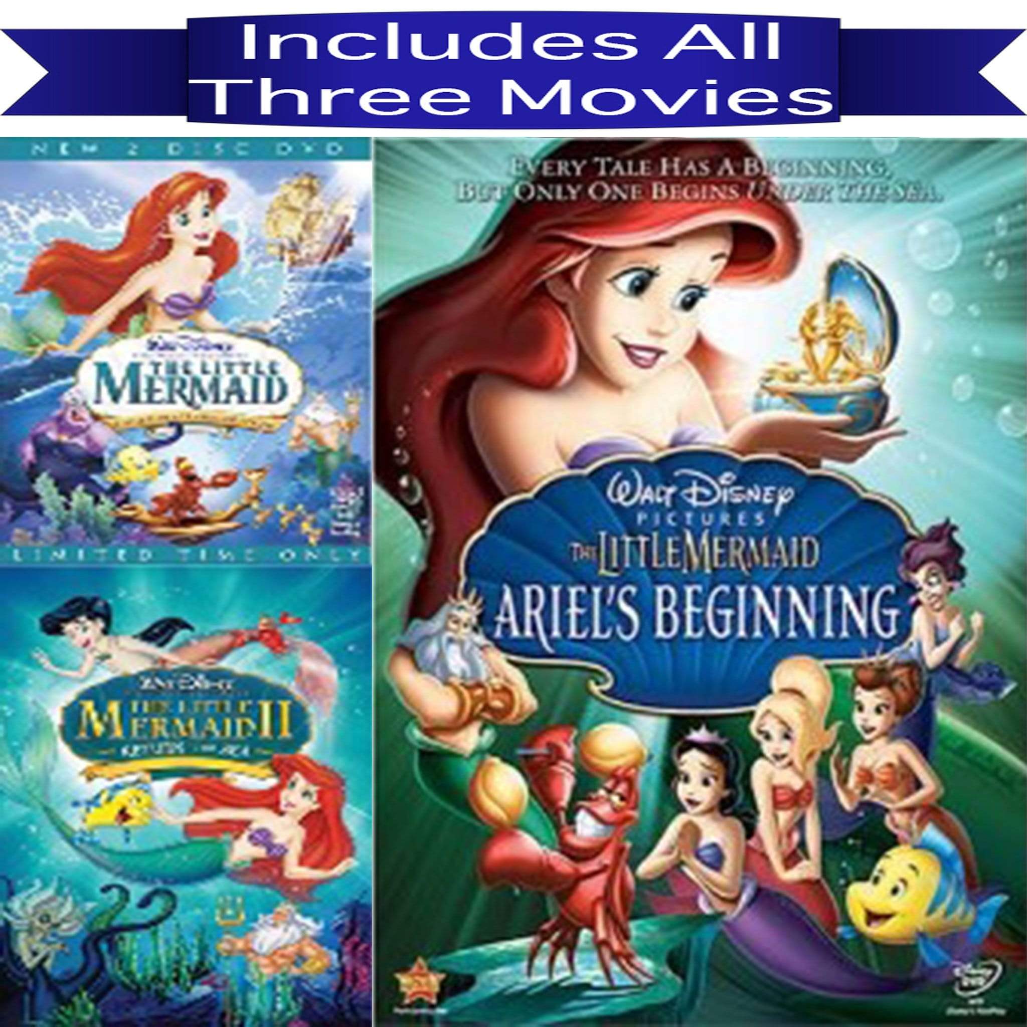 The Little Mermaid DVD Series Trilogy Set Includes All 3 Movies